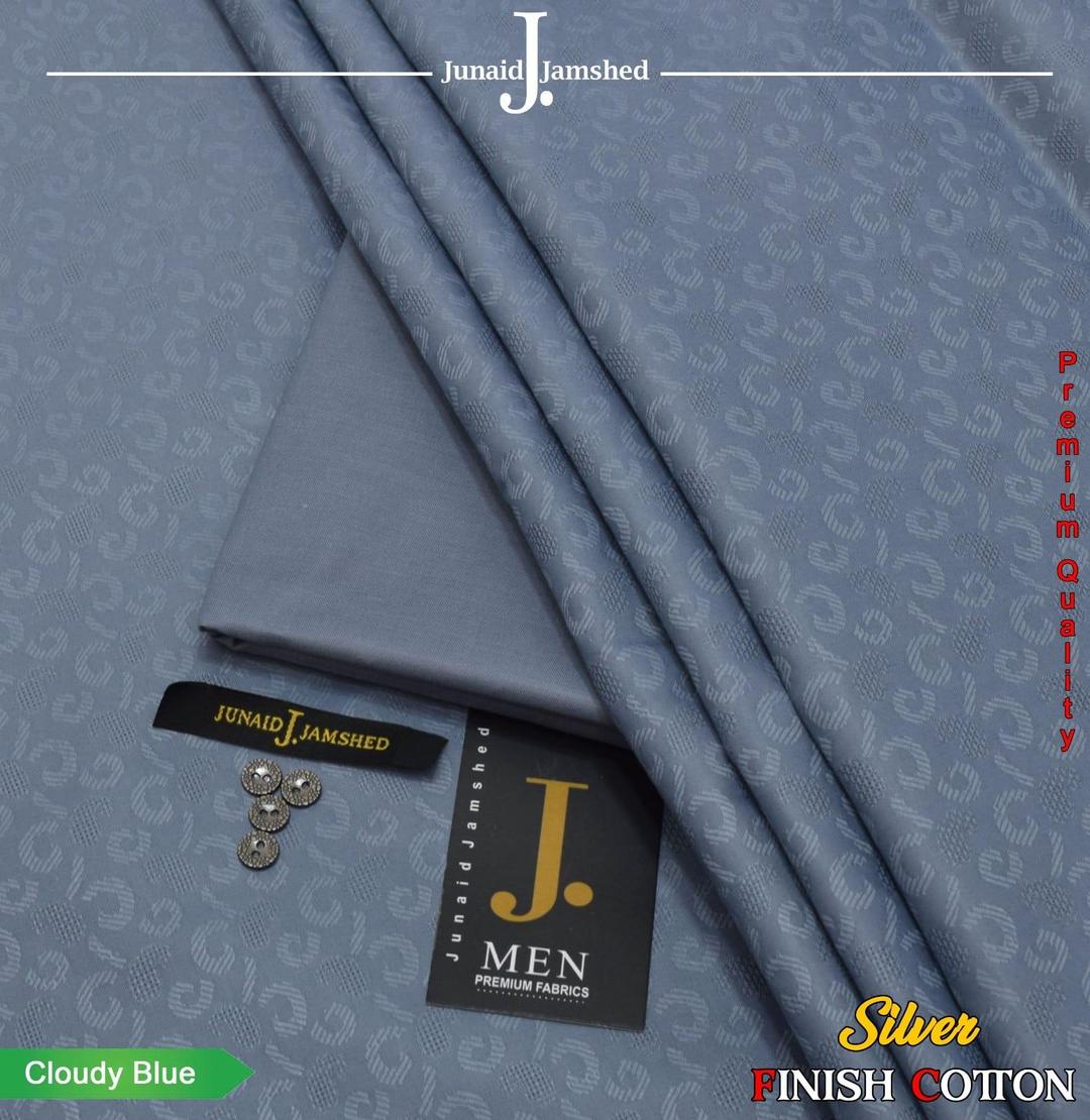 Junaid Jamshed Men's Cloudy Blue Hard Cotton Suit
