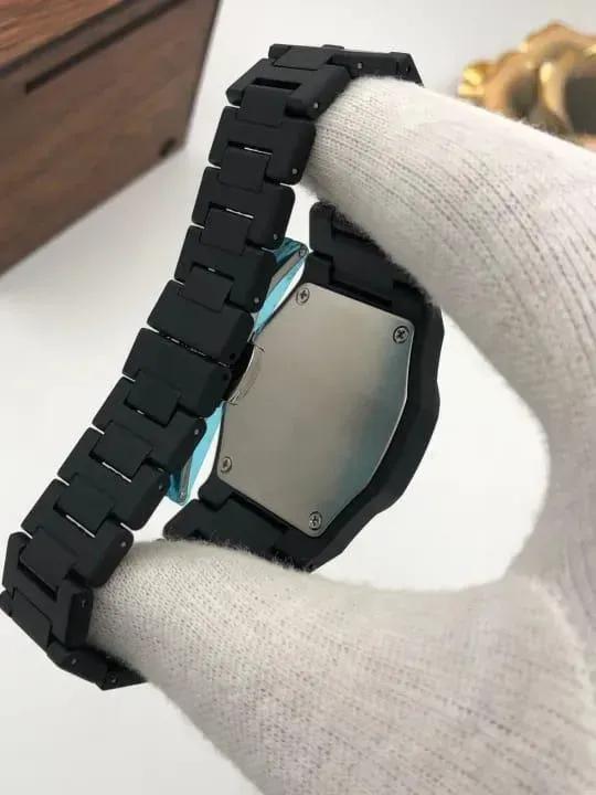 Men Black Carbon Fiber Arabic Dial Watch 4"