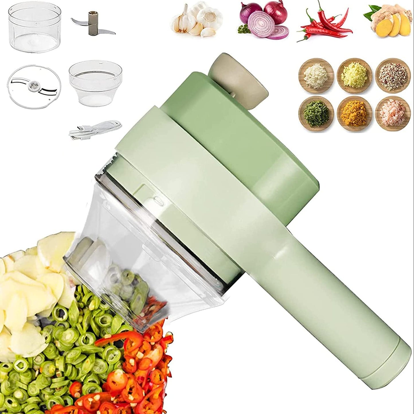 Electric Handheld Vegetable Cutter Slicer Multifunctional Food Chopper