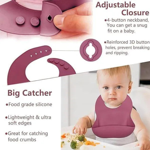 Silicone Baby Feeding Set 10pcs with 3 Compartment Plate & Cup
