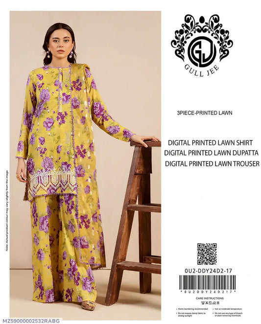 3 Pcs Women's Lawn Unstitched Digital Print Suit