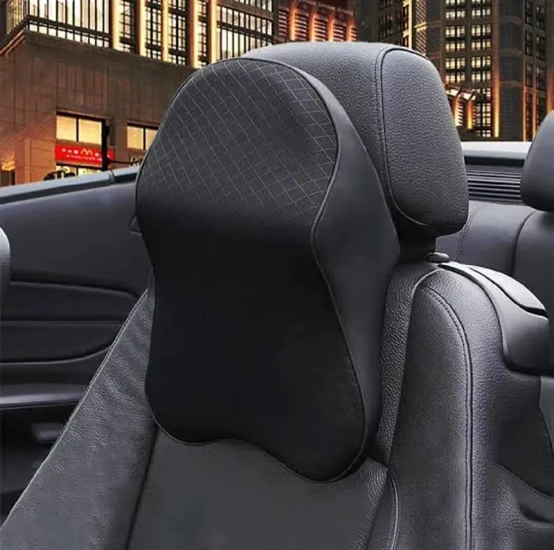 Premium Neck Pillow for Car Seat - Black Memory Foam Support