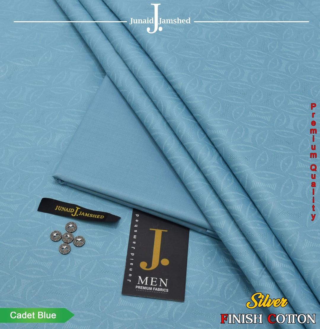 Men's Cadet Blue Textured Hard Cotton Suit with Silver Finish
