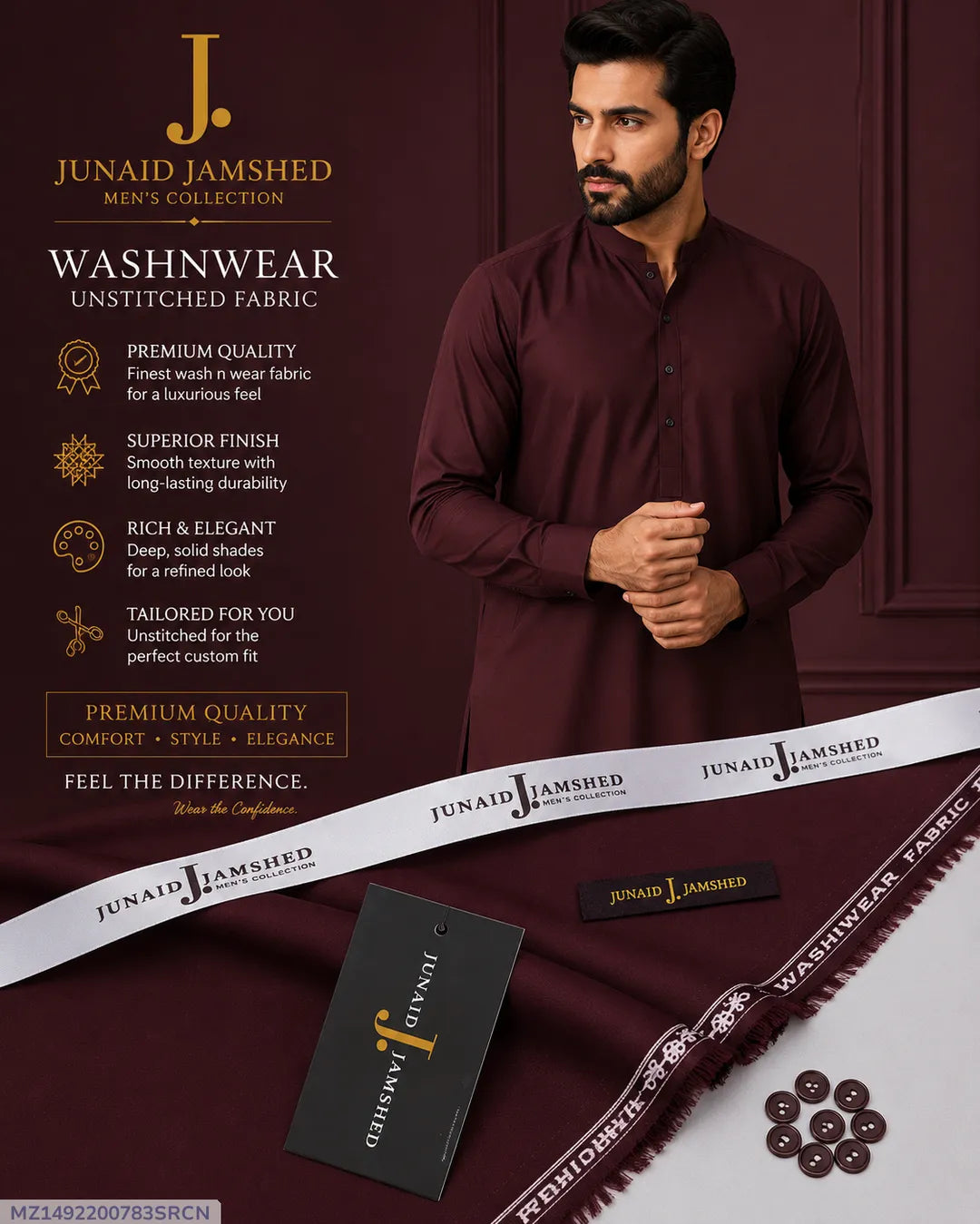 Men’s Unstitched Wash And Wear Plain Suit