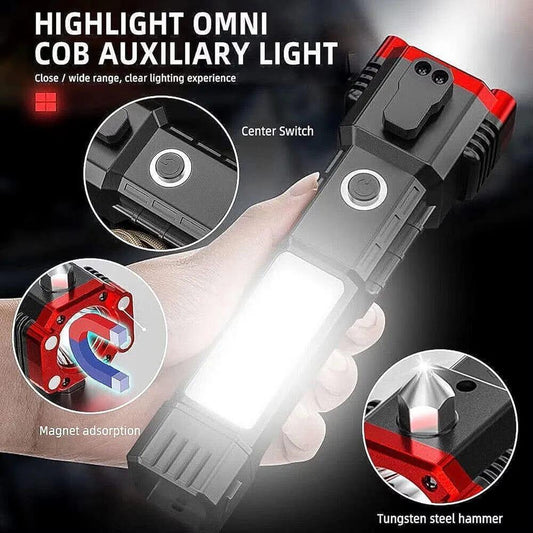 Rechargeable COB LED Torch with Hammer, Magnetic Base and Power Bank