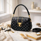 Black Leather Shoulder Bag for Women