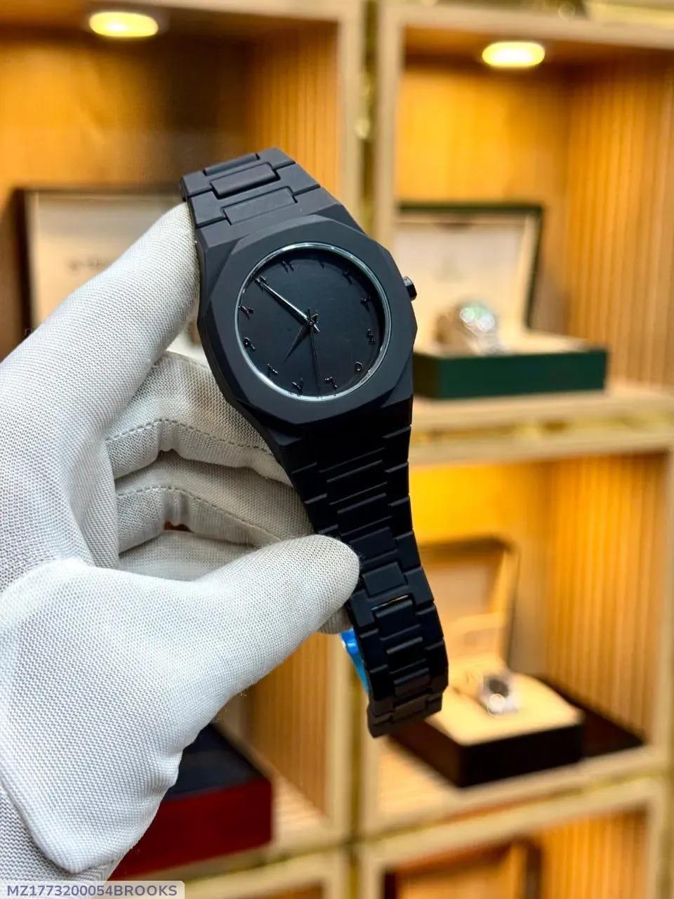 Men Black Carbon Fiber Arabic Dial Watch 4"