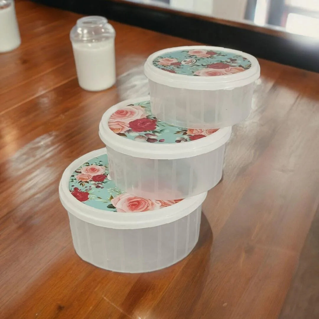 3-Piece Storage Bowl Set with Lid, Multicolor, ABS Plastic
