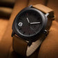 Men's Black Dial Leather Strap Watch with 12-Hour Display