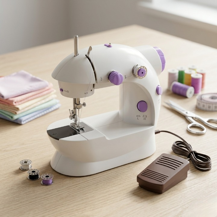 SM-202A Electric Mini Sewing Machine – Double Threads & Two Speed Control for Home & Travel