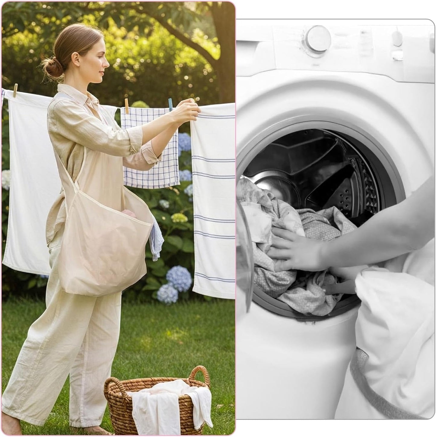 Laundry Bag Apron With Pocket Durable Fabric Storage Organizer