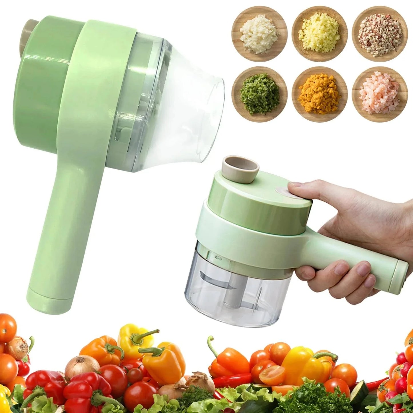 Electric Handheld Vegetable Cutter Slicer Multifunctional Food Chopper