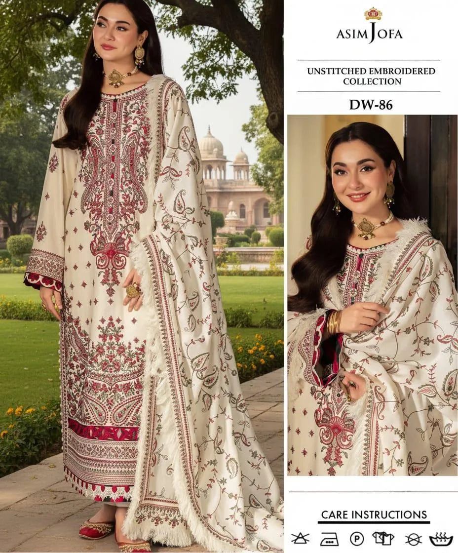 Off White Embroidered Lawn 3Pcs Set