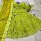 Katan Silk Embroidered Lehenga Choli Set Green 4-Piece
