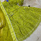 Katan Silk Embroidered Lehenga Choli Set Green 4-Piece