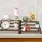 4-Layer Wooden Spice Rack Brown Black Metal Support