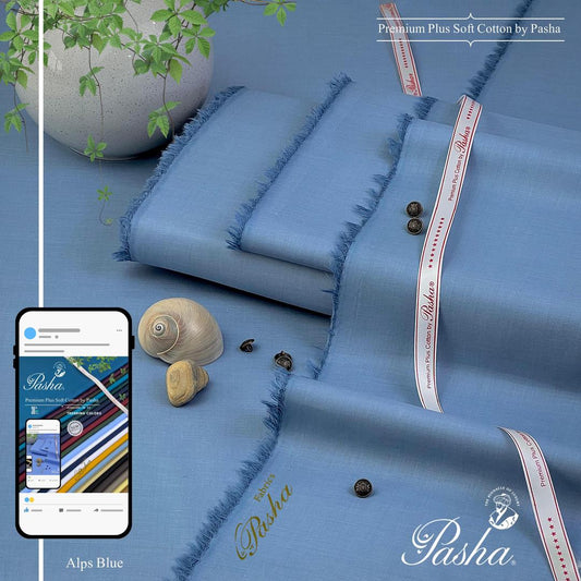 Men Cotton Plain Suit Turquoise Summer Unstitched