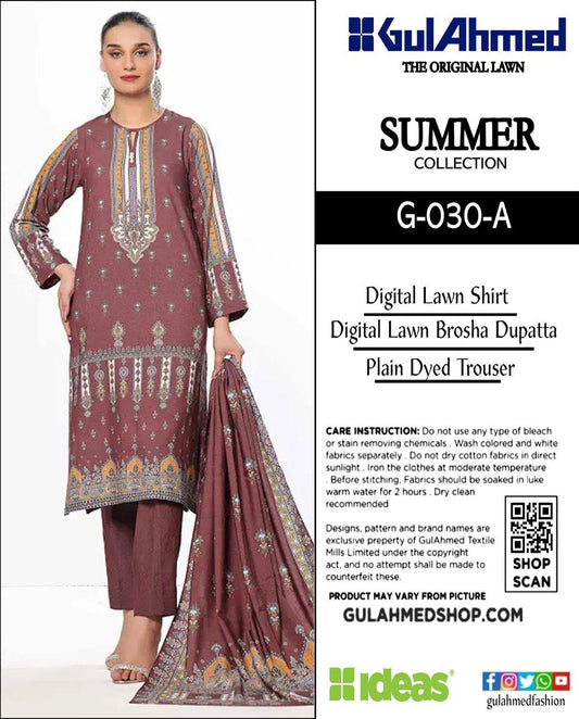 Women Printed Lawn Suit Eid Summer Set G-030-A