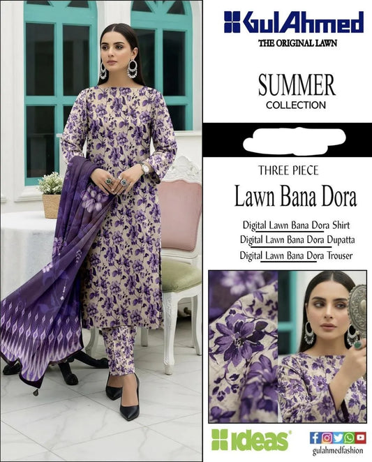 Purple Lawn 3-Piece Suit for Women Summer