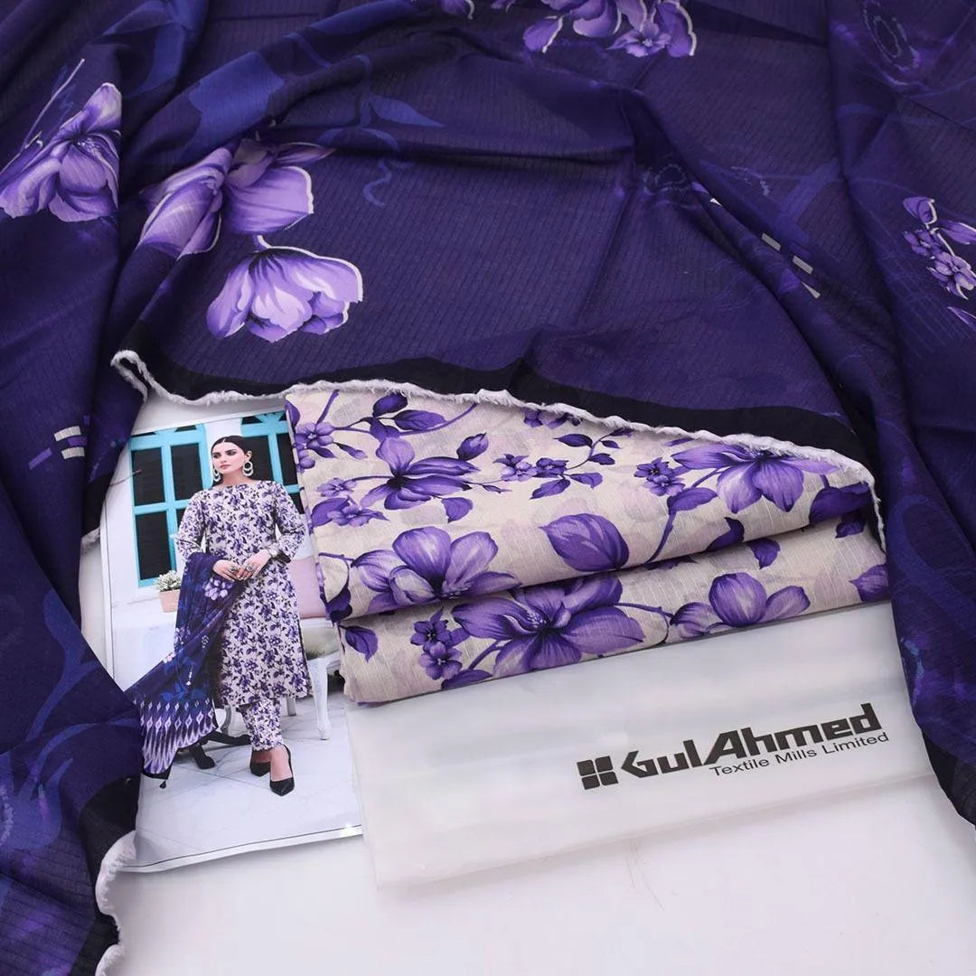 Purple Lawn 3-Piece Suit for Women Summer