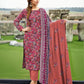 3 pcs Unstitched Printed Lawn Suit Orange Bridal Party Wear