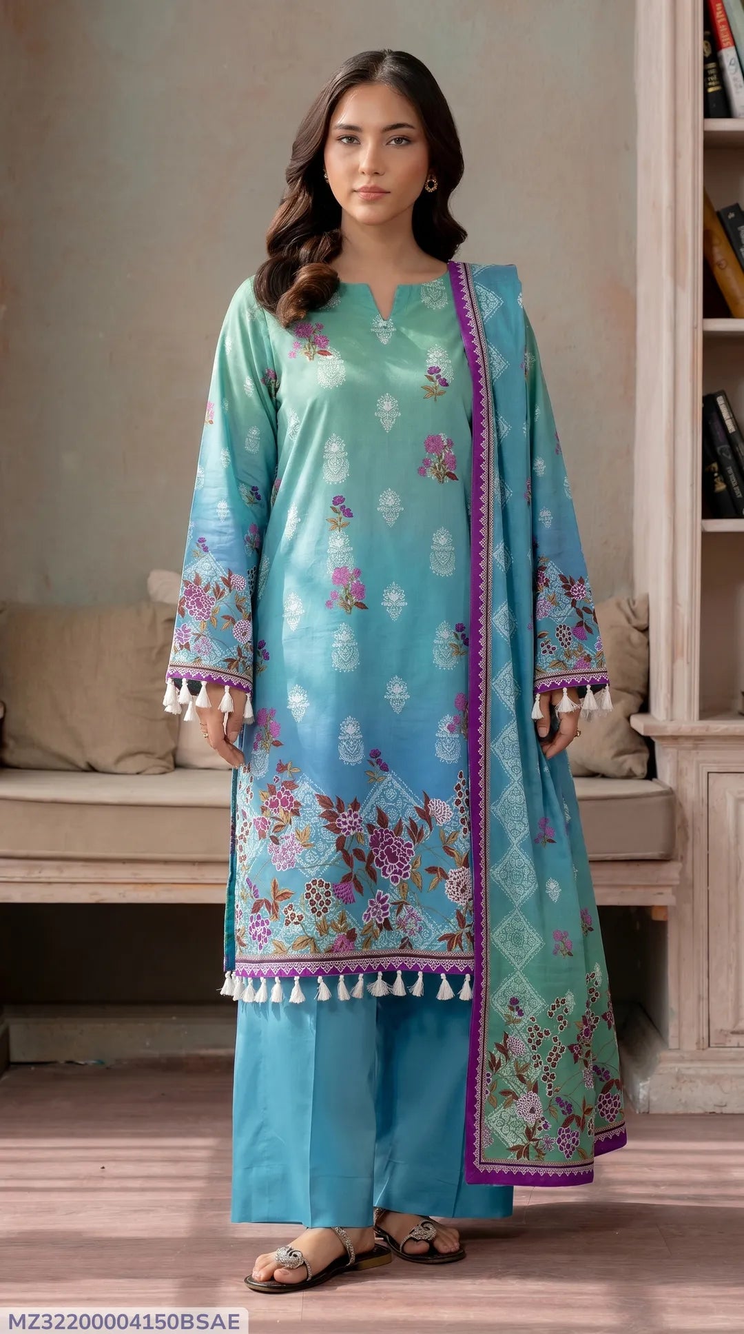 3 Pcs Women's Unstitched Printed Suit