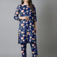 2 Pcs Unstitched Printed Blue Floral Suit for Women
