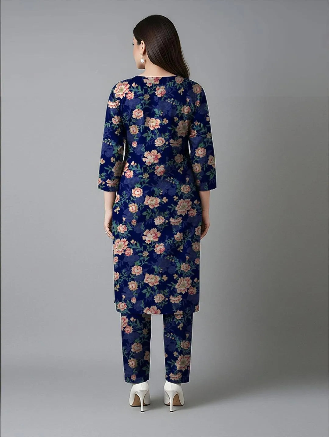2 Pcs Unstitched Printed Blue Floral Suit for Women