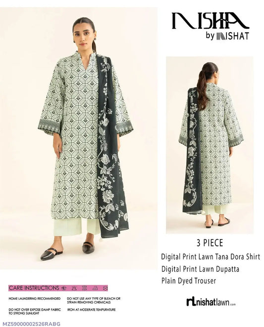 3 Pcs Women's Unstitched Digital Print Suit