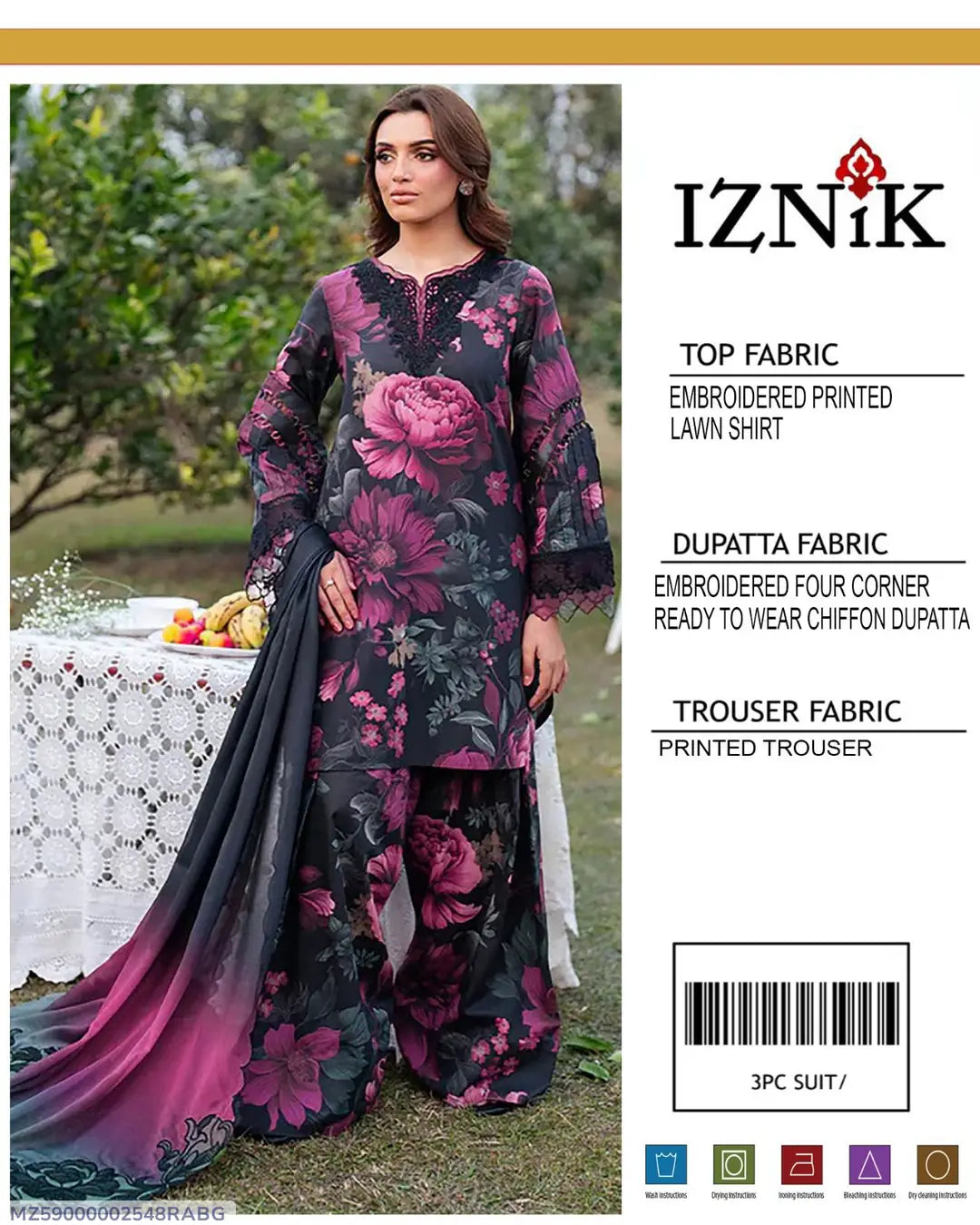 3 Pcs Women's Unstitched Embroidered Suit