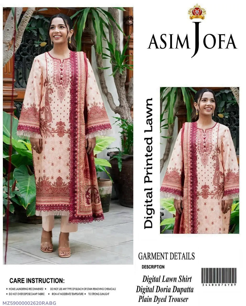 3 Pcs Women's Unstitched Digital Print Suit
