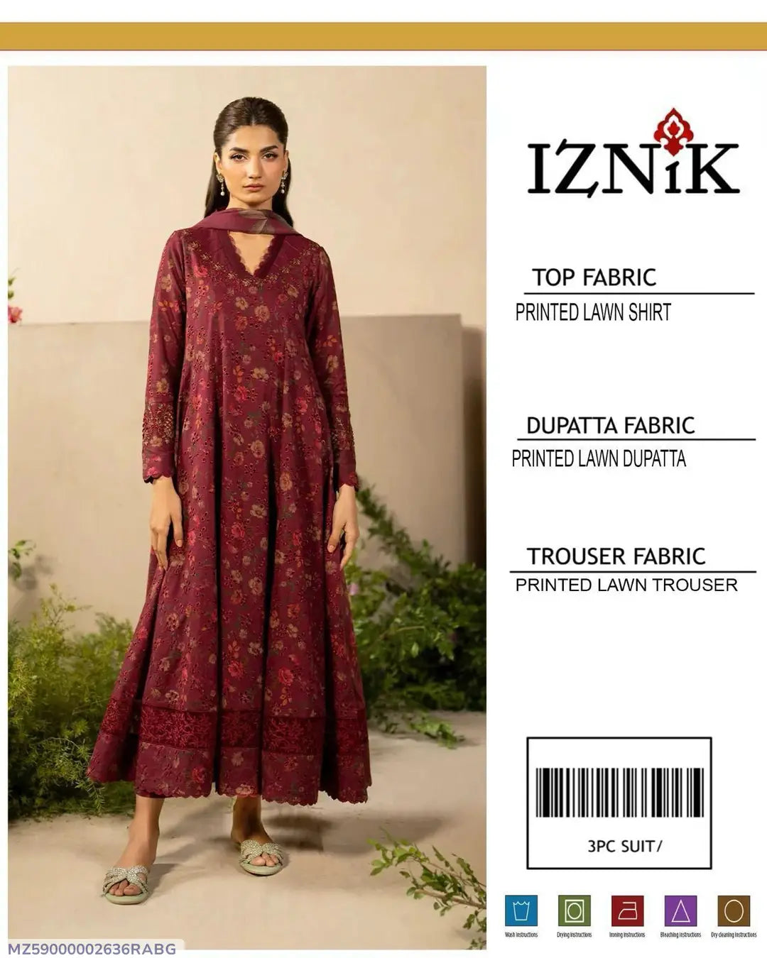 3 Pcs Women's Unstitched Digital Print Suit