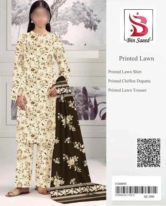 3 Pcs Women's Unstitched Digital Print Suit