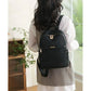 Black Nylon Backpack Set 16" with Chest Bag for Women
