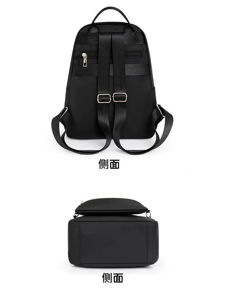 Black Nylon Backpack Set 16" with Chest Bag for Women