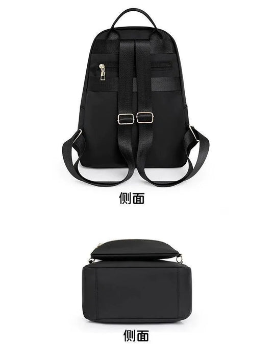 Black Nylon Backpack Set 16" with Chest Bag for Women