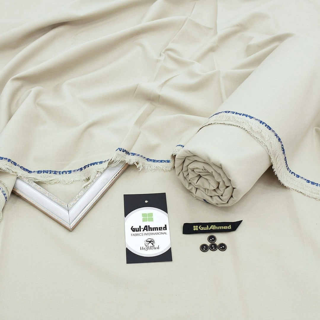 Men's Off White Wash & Wear Plain Suit All Season