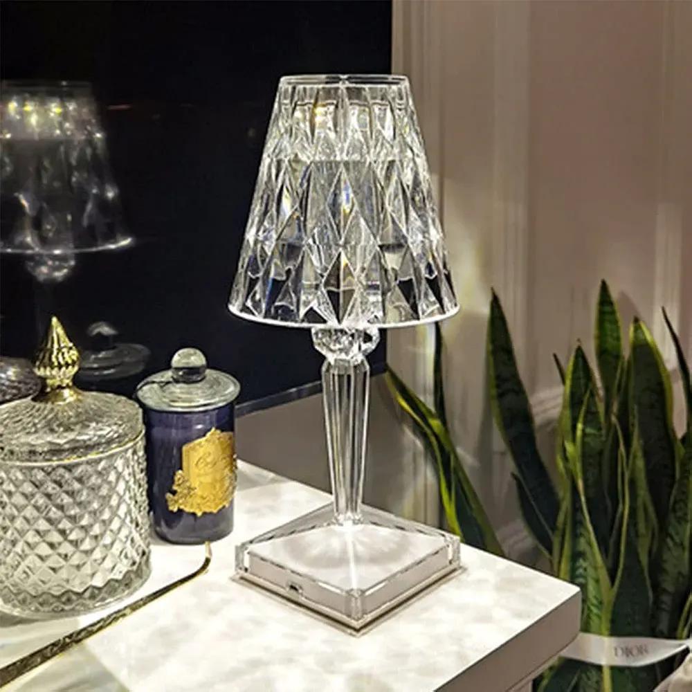 Rechargeable Crystal Table Lamp with Multicolor Lighting