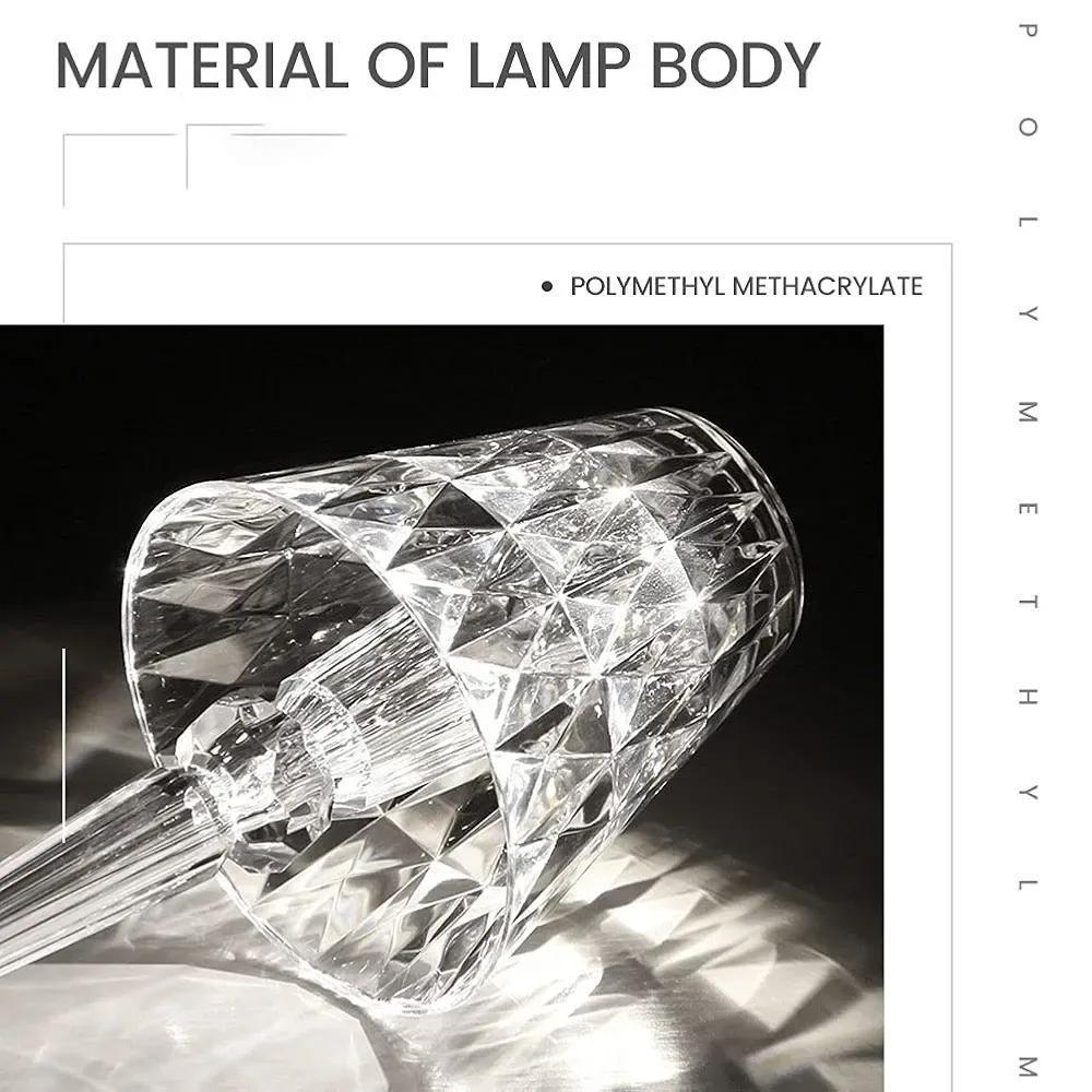 Rechargeable Crystal Table Lamp with Multicolor Lighting