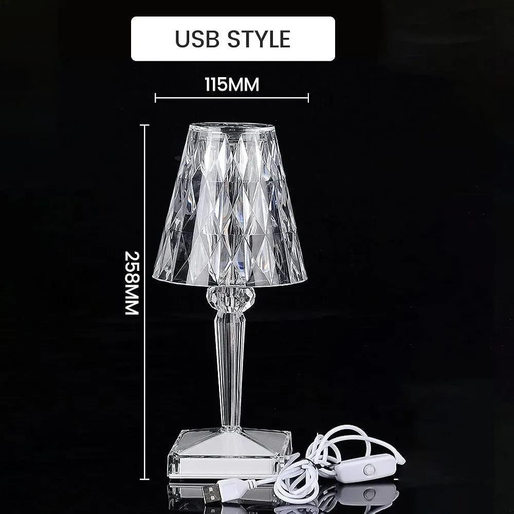 Rechargeable Crystal Table Lamp with Multicolor Lighting