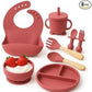 Silicone Baby Feeding Set 10pcs with 3 Compartment Plate & Cup