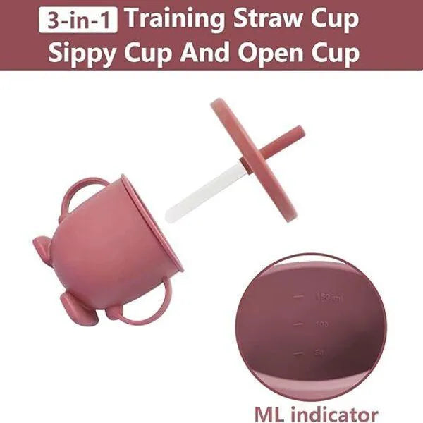 Silicone Baby Feeding Set 10pcs with 3 Compartment Plate & Cup