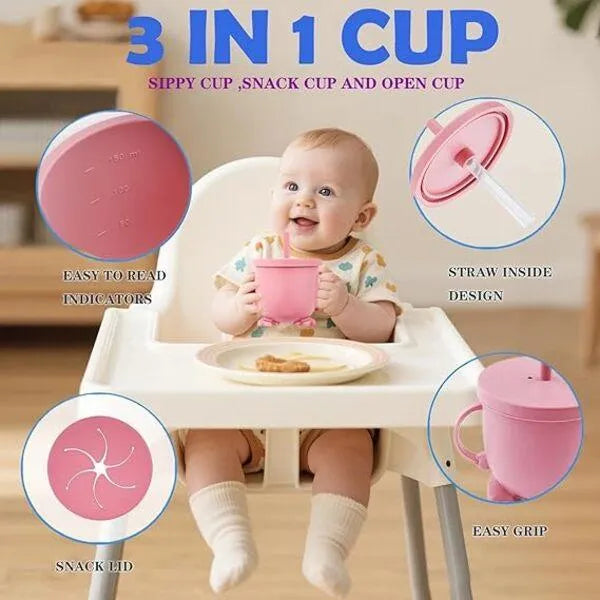Silicone Baby Feeding Set 10pcs with 3 Compartment Plate & Cup