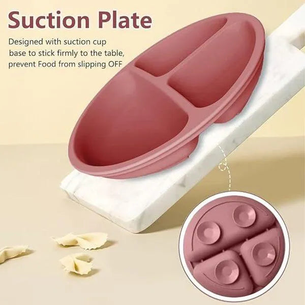 Silicone Baby Feeding Set 10pcs with 3 Compartment Plate & Cup