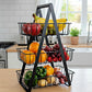 Black 3-Tier Detachable Fruit Basket for Kitchen Storage
