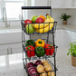 Black 3-Tier Detachable Fruit Basket for Kitchen Storage
