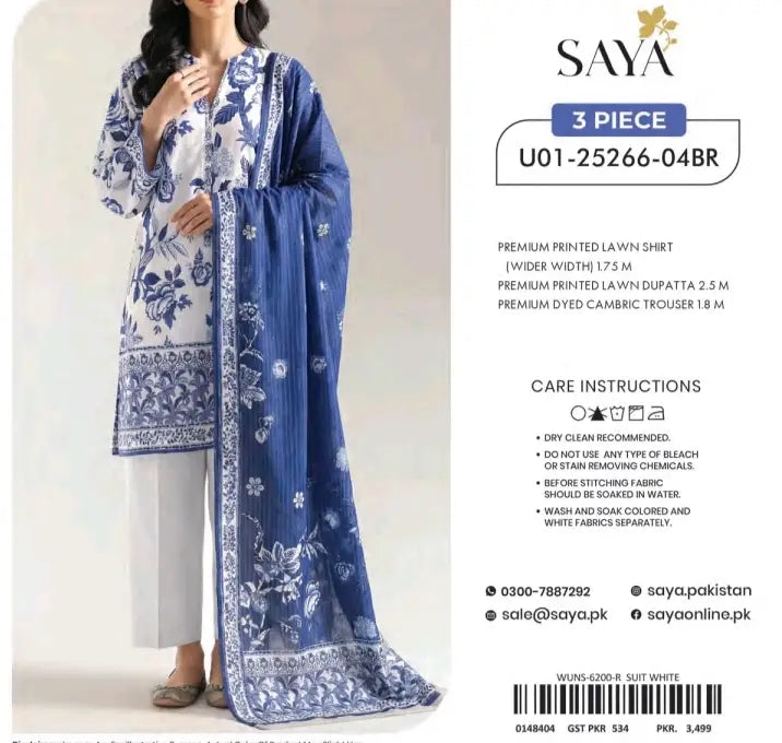 3 Pcs Women's Unstitched Digital Print Suit