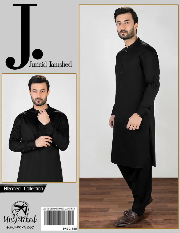 Men's Black Unstitched Suit Wash Wear Summer