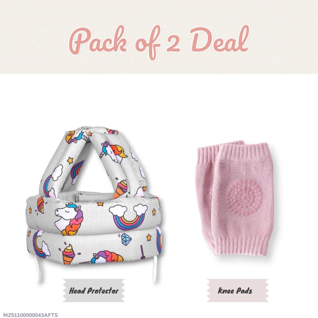 Baby Head & Knee Protector Unicorn Rainbow Print