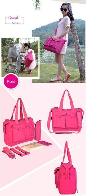 Pink Nylon Baby Bag with Shoulder Strap